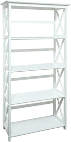 Casual Home Montego Bookcase, 5-Shelf, White,324-51