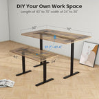 Dual Motor Standing Desk Frame- Heavy Duty Electric Desk Legs, Adjustable Desk Base, Sit Stand Up Desk Frame with Memory Controller for 43''-70'' Desktop, Home & Office DIY Workstation