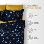 SLEEP ZONE Kids Bedding Comforter Set Full/Queen Size - Super Soft & Cute Printed 3-Piece Comforter Set All Seasons for Boys, Girls, Fade Resistant, Machine Washable, Blue Galaxy