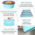 Yaomiao 16 Pack Collapsible Food Storage Containers with Lid Air Vent Foldable 8 Rectangle Storage Bowl and 8 Round Silicone Food Bow for Lunch Camping Rv Accessories Microwave Freezer(Gray, Blue)
