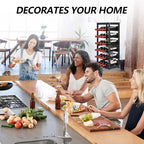 Wine Rack 24-Botttle Freestanding Floor, 6-Tier Wine Rack Shelf with Table Top, Bamboo Display Wine Storage Shelves Kitchen Bar Dining Room Living Room, Black