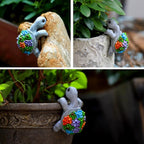 Cute Climbing Turtle Flowerpot Hug Statue, Resin Hanging Turtle Statue Flowerpot, Home Decoration, Garden Fence, Balcony, Patio, Lawn, Courtyard Ornaments