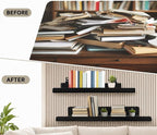 Floating Shelves for Wood Wall Panels,Metal Shelf for Storage Display,2pk | 8x4 Inch and 12x4.8 Inch,Black,Shelf Accessories,Wall Shelves Holder