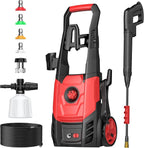 Electric Pressure Washer, 2.5 GPM Power Washer with Foam Cannon, Electric High Pressure Washer with 4 Quick Connect Nozzles for Cars, Driveways, Fences, Patios, Home Cleaning