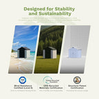 Patiowell 8 x 6 FT Resin Outdoor Storage Shed with Floor, Large Shed with Light and Lockable Door for Garden, Backyard, Tool Storage Use, Easy to Install in Beige (Kick-it Shed)