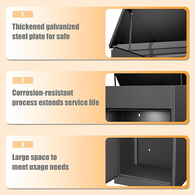 Package Delivery Boxes for Outside,Enlarged Porch Box for Packages with Coded Lock,Large Space,Waterproof,Cold-Rolled Steel Package Lock Box (19.7”x16.1”x60”)