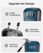 Puroma Key Lock Box Outdoor 4 Digit Code Combination Lockbox 1 Peacock Blue | For Contractors Guest Realtor Storage Keys, Portable, Home Wall Mount, Resettable, Combination, Weatherproof, High-capacity