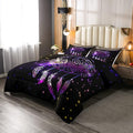 Erosebridal Dream Catcher Feather Comforter Set, Bohemian Mandala Down Comforter Full Size for Kids Girls Boys, Starry Sky Galaxy Bedding Set Boho Tie Dye Exotic Flower Quilted Duvet, Purple