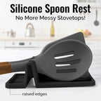 Zulay Kitchen Silicone Utensil Rest with Drip Pad for Multiple Utensils - BPA-Free, Heat-Resistant Spoon Rest & Spoon Holder for Stove Top - Kitchen Utensil Holder for Ladles & Tongs - Black