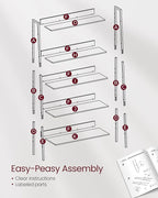 VASAGLE Bookshelf, 5-Tier Bookcase, Ladder Shelf for Home Office, Living Room, Bedroom, Kitchen, Ebony Black and Ink Black ULLS129B56