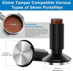 XIXUBX 2-in-1 Espresso Tamper & Magnetic WDT Tool, 53mm Spring Loaded Tamper with Anodized Aluminum Alloy Handle, Corrugated Base & Cover, Fits 53-54mm Portafilter Baskets for Espresso Machines
