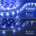 Lepro 65.6ft LED Strip Lights, Ultra-Long RGB 5050 LED Strips with Remote Controller and Fixing Clips, Color Changing Tape Light with 12V ETL Listed Adapter for Bedroom, Room, Kitchen, Bar(32.8FTX 2)