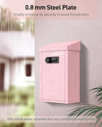 Uniclife Cash Box with Combination Lock, Wall Mounted Mailbox for Outside | Pink Code Lock Box, Metal Donation Box with Top Slot, Suggestion Box for Office and Business