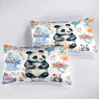 Panda Comforter Set Queen Size - Panda Bedding for Boys Girls Cute Panda Set Cartoon Pandas Print Comfort Queen Bedding Set for Kids Teens, 1 Comforter+2 Pillowcases