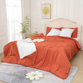 Terracotta Comforter for Queen Size Bed, Full Aesthetic Modern Burnt Orange Bedding Set for Women, Cute Soft & Lightweight Chic Microfiber Bed Sets, 3 pcs-1 Comforter & 2 Pillowcases (90“x90”)
