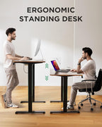 Memory Electric Height Adjustable Desk Sit Stand Up Computer Workstation for Home Office, 48inch, Rustic Brown