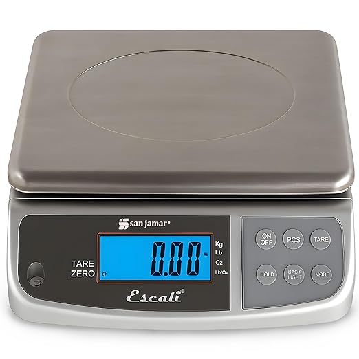 San Jamar Digital Food Scale, Battery Operated with 66 Pound Capacity for Cooking, Baking, Meal Prep, Diet Tracking, Stainless Steel, 6.82 Pounds, Silver