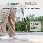 Giraffe Tools Grandfalls Retractable Pressure Washer G20, 2500 PSI 2.2 GPM, 180° Wall Mounted Power Washer, Auto-Retract with 65FT Hose Reel, 5 Nozzles for Floor/Cars/Fences/Patios, Dark Silver