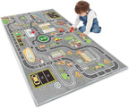 Kids Rug Play Mat Great for Playing with Cars and Toys,Educational Kid Road and Traffic City Life Carpet,Children Baby Fun Throw Rug for Bedroom Play Room,71X106Inch/180X280CM