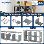 Mavivegue Bookshelf,15 Cube Storage Organizer,Book Shelf Organizer,Tall Bookcase Shelf,Book Cases/Shelves,Grey Cube Shelf,Cubbies Closet Storage Organizer Shelves for Bedroom,Living Room,Home,Office