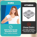 2Pcs 304 Stainless Steel Bento Boxes, 2 Compartments Portable Food Storage Containers Snack Boxes with Lids, Divided Meal Prep Lunch Box Food Container Dishwasher Safe