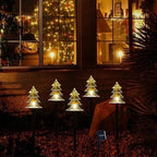 ILLUMINEW Christmas Solar Pathway Lights, Set of 5 Waterproof Landscape Christmas Lights, Stake Christmas Decorations, LED Lights for Yard Lawn Patio Walkway Decor (5PCS-Warm White-Tree)