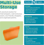 Home Logic Reusable Snack Bags - Set of 6 Firecracker Orange Silicone Freezer Bags, Airtight Leak Resistant Reusable Zip Bags for Kitchen Home Food Prep, Microwave & Sous Vide Safe