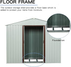 4x8 FT Outdoor Storage Shed, Metal Garden Shed with Frame Floor, Outside Tool Shed with Lockable Sliding Doors, Waterproof Storage Building with Sloped Roof for Backyard, Patio, Lawn, White