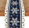 Artoid Mode Buffalo Plaid Snowflakes Blue Christmas Table Runner, Seasonal Winter Kitchen Dining Table Decoration for Home Party Decor 13x48 Inch