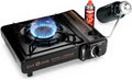 GasOne 10,000 BTU Dual Fuel Camp Stove – Butane and Propane Burner Portable Stove Camping Grill with Adjustable Heat Dial, Carry Case, Automatic Electric Ignition – Safe and Durable Construction