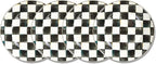 MACKENZIE-CHILDS Enamel Dinner Plate, Decorative Dinnerware Plate, 10 Inches, Set of 4, Black-and-White Courtly Check