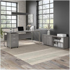 Bush Business Furniture Hybrid 72W x 30D Computer Table Desk with Metal Legs in Platinum Gray