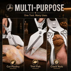 Multifunctional Heavy Duty Kitchen Shears,Kitchen Shears for Cutting Chicken,Kitchen Scissors for Food, Japanese High-Carbon Steel Culinary Poultry Shears, for Chicken,Meat,Fish,Bone Cutting(Silver)