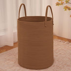 Large Woven Laundry Basket Hamper,100L Cotton Rope Storage Bin for Blankets,Toys and Clothes,Decorative Tall Nursery Hamper for Living Room,Baby Nursery,Bathroom and Bedroom,Golden Jute
