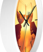 Mozingo ~ Wine Clock for Kitchen Bar Wall It's Wine O'clock Silent Time Gift Home Decor Made In USA, 10" (Hour Marks - Lines, Clock Frame Color - White, Wine Theme #05)