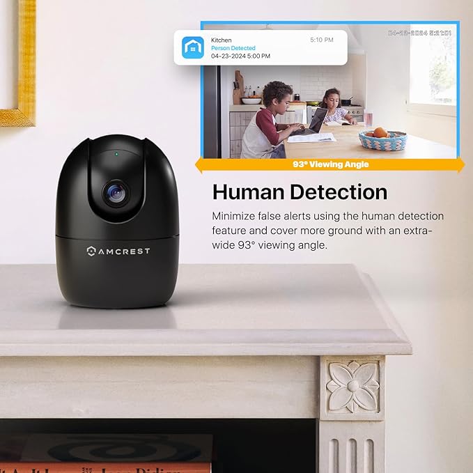 Amcrest 1080P WiFi Camera Indoor, Nanny Cam, Dog Camera, Sound & Baby Monitor, Human & Pet Detection, Motion-Tracking, 2.4Ghz Only, Pan/Tilt Wireless IP Camera, Night Vision, Smart Home ASH21-B