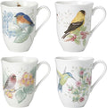 Lenox Coffee Mug Set, Butterfly Meadow Flutter 4-Piece Mugs, Service For 4, 12 Ounce Mug, Chip Resistant White Porcelain, Microwave And Dishwasher Safe, Ceramic Mugs, Coffee Cups (Assorted, 4 Piece)
