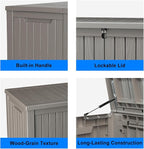150 Gallon Deck Box,Resin Outdoor Storage Box with Lockable for Patio Furniture, Pool Accessories, Garden Tools Waterproof Outside Storage Box, Grey