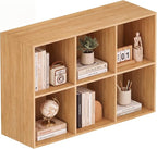 Book Shelf, Wooden Cube Storage Organizer with 11" Open Cubes, Stackable Modular Bookcase for Room Divider Storage, 2 Tier Bookshelf for Living Room, Bedroom, Office (Oak, 6-Cube)