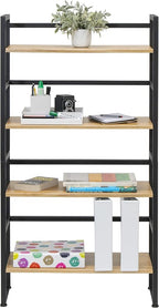 Calico Designs Ashwood 4-Tier or 2-Tier Stackable Bookshelf (1 Set),Graphite Black/Ashwood,Rectangular