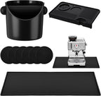 9 Pcs Espresso Knock Box Kit 23.6" x 15.8" Large Silicone Coffee Mat Espresso Tamping Mat with Coffee Station Organizer Removable Rod Coasters Under Machine Accessories Set for Home Barista