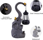 ILLUMINEW Solar Outdoor Garden Decor Elephant Statues Lights, Lucky Elephant Unique Mom Birthday Gifts for Mom, Housewarming Gifts and Yard Decoration, Cute Birds Garden Sculpture Decor