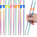 5 Pairs Reusable Chopsticks Helpers Training Chopstick for Beginner Replaceable Practice Chopsticks Non-slip Training Chopstick for Adults Learner(Stainless Steel,Colorful)