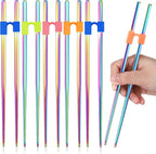 5 Pairs Reusable Chopsticks Helpers Training Chopstick for Beginner Replaceable Practice Chopsticks Non-slip Training Chopstick for Adults Learner(Stainless Steel,Colorful)