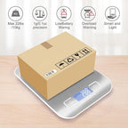 Digital Shipping Scale,Stainless Steel Panel, Accurate Portable Postal Scale for Packages, Small Business,Kitchen, Food, Handmade, Liquids, and Boutique (Silver Rechargeable(10kg/1g))