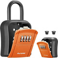 Puroma Key Lock Box Outdoor 4 Digit Code Combination Lockbox House 1 Orange | For Contractors Guest Realtor Storage Keys, Portable, Home Wall Mount, Resettable, Combination, Weatherproof, High-capacity