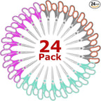 iBayam 24-Pack 8" Heavy Duty Scissors in Bulk, Ultra-Sharp, Comfort Grip | 2.5mm Ultra-Sharp Stainless Steel Blades, 100,000+ Cuts, Comfort-Grip Handles, Ambidextrous, Multipurpose — 24-Pack, 3 Colors