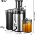 Juicer Machine 800W Centrifugal Juicer with Wide Mouth Feed Chute | For Fruits And Vegetables, Stainless Steel, BPA-Free Parts, Easy To Clean, Fast Juice Extraction, Black