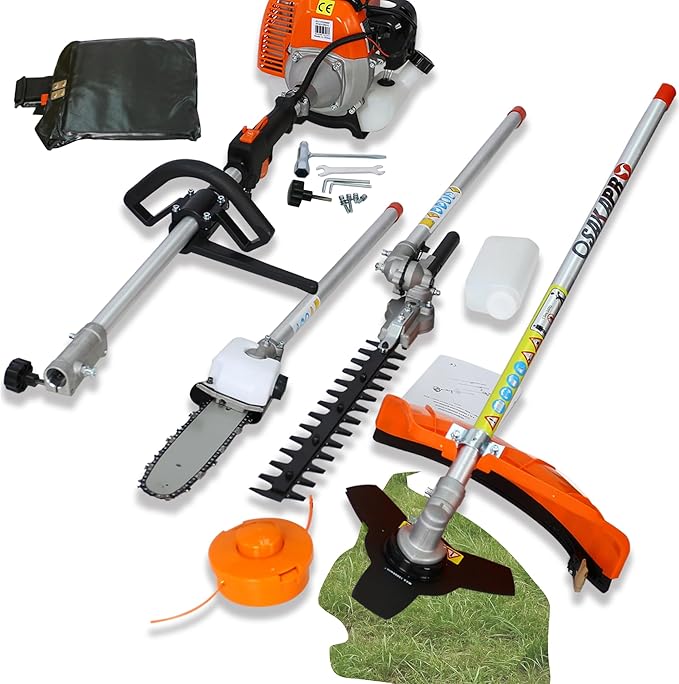 33cc 2-Cycle Gas Multi-Trimmer | 4-in-1 String Trimmer w/Rotatable Pole Saw, Weed Eater Weed Wacker, Brush Cutter & Hedge Trimmer Gas for Lawn, Yard, Garden Care, All-in-one Garden Tool