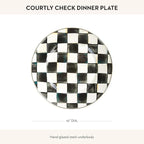 MACKENZIE-CHILDS Enamel Dinner Plate, Decorative Dinnerware Plate, 10 Inches, Set of 1, Black-and-White Courtly Check